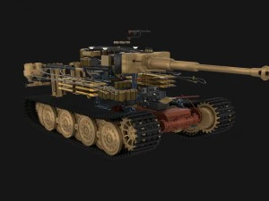 panzer tiger tank late 1944 v1 with interior 3D Model