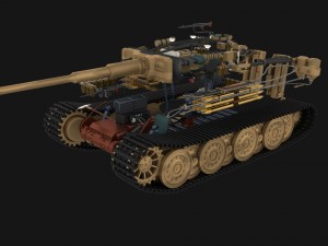panzer tiger tank late 1944 v1 with interior 3D Model