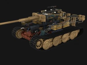 panzer tiger tank late 1944 v1 with interior 3D Model