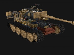 panzer tiger tank late 1944 v1 with interior 3D Model