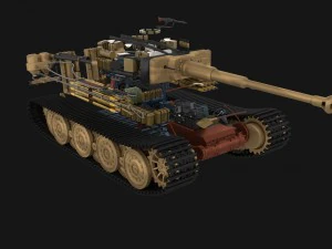 panzer tiger tank late 1944 v1 with interior 3D Model