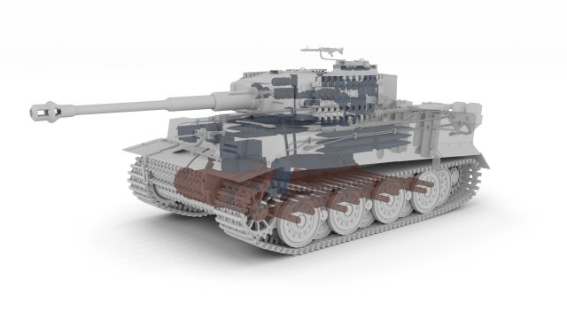 panzer tiger tank late 1944 clay with interior 3D Model .c4d .max .obj .3ds .fbx .stl .blend 