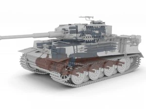 1944 年后期的装甲虎坦克粘土与内部 3D 模型