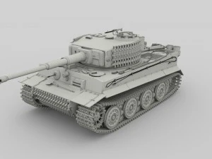 panzer tiger tank late 1944 clay with interior 3D Model