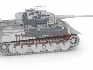 panzer tiger tank late 1944 clay with interior 3D Model