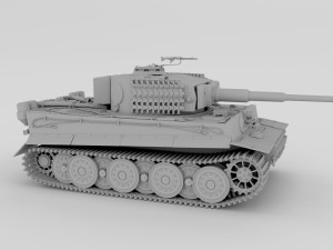 panzer tiger tank late 1944 clay with interior 3D Model