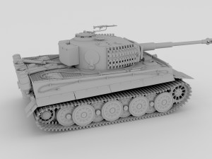 panzer tiger tank late 1944 clay with interior 3D Model
