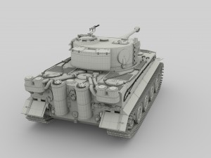 panzer tiger tank late 1944 clay with interior 3D Model