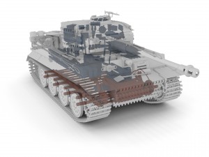panzer tiger tank late 1944 clay with interior 3D Model