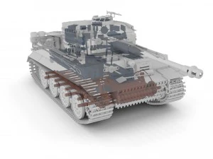 panzer tiger tank late 1944 clay with interior 3D Model