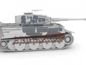 panzer tiger tank late 1944 clay with interior 3D Model