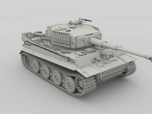 panzer tiger tank late 1944 clay with interior 3D Model