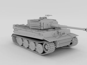 panzer tiger tank late 1944 clay with interior 3D Model