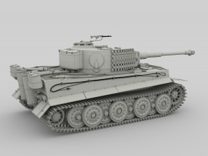 panzer tiger tank late 1944 clay with interior 3D Model