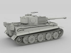 panzer tiger tank late 1944 clay with interior 3D Model