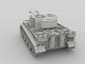 panzer tiger tank late 1944 clay with interior 3D Model