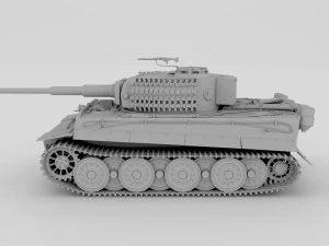 panzer tiger tank late 1944 clay with interior 3D Model