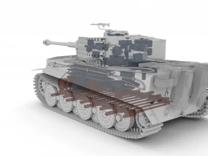 panzer tiger tank late 1944 clay with interior 3D Model