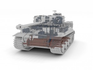 panzer tiger tank late 1944 clay with interior 3D Model