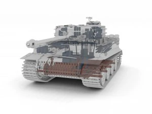 panzer tiger tank late 1944 clay with interior 3D Model