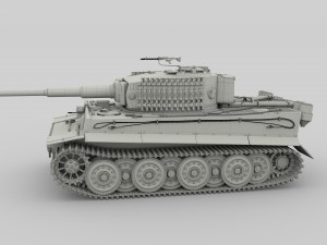 panzer tiger tank late 1944 clay with interior 3D Model