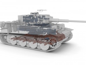 panzer tiger tank late 1944 clay with interior 3D Model