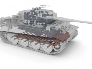 panzer tiger tank late 1944 clay with interior 3D Model