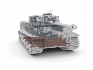 panzer tiger tank late 1944 clay with interior 3D Model