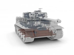 panzer tiger tank late 1944 clay with interior 3D Model