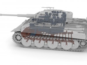 panzer tiger tank late 1944 clay with interior 3D Model