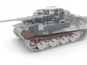 panzer tiger tank late 1944 clay with interior 3D Model