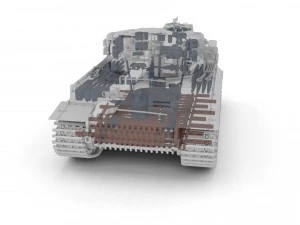 panzer tiger tank late 1944 clay with interior 3D Model