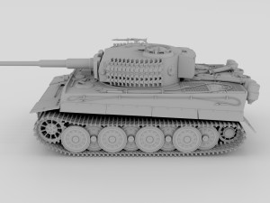 panzer tiger tank late 1944 clay with interior 3D Model