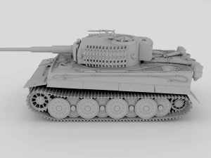 panzer tiger tank late 1944 clay with interior 3D Model