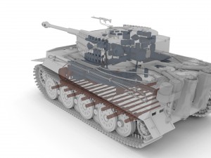 panzer tiger tank late 1944 clay with interior 3D Model