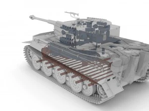 panzer tiger tank late 1944 clay with interior 3D Model