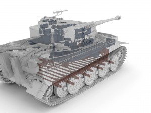 panzer tiger tank late 1944 clay with interior 3D Model