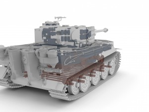 panzer tiger tank late 1944 clay with interior 3D Model