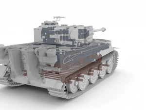 panzer tiger tank late 1944 clay with interior 3D Model