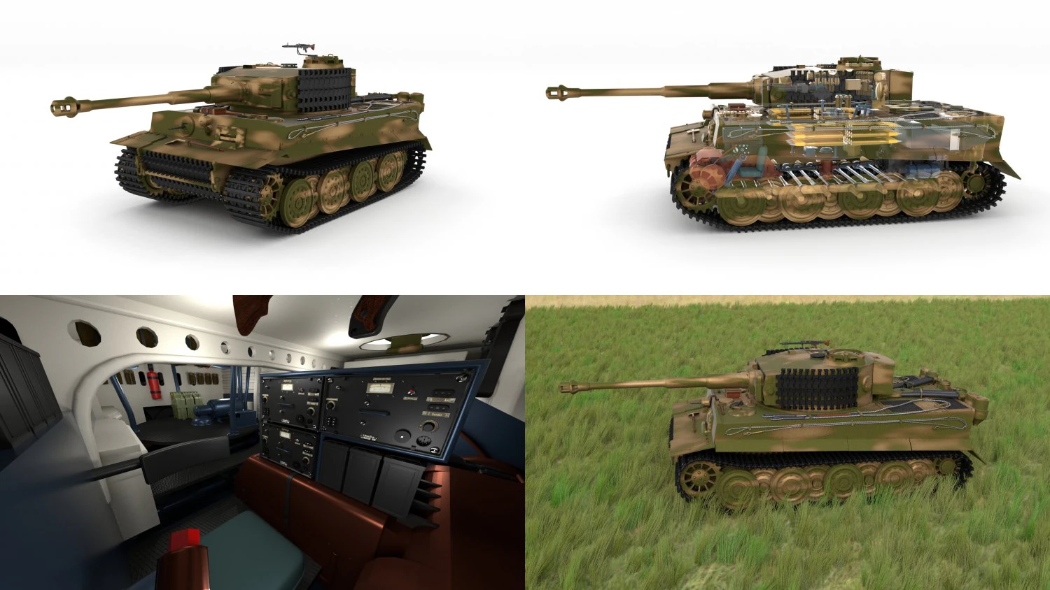 fully built panzer tiger tank late 1944 hdri v2 3D Model .c4d .max .obj .3ds .fbx .stl .blend