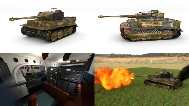 fully built panzer tiger tank late 1944 v2 firing Modello 3D .c4d .max .obj .3ds .fbx .stl .blend 