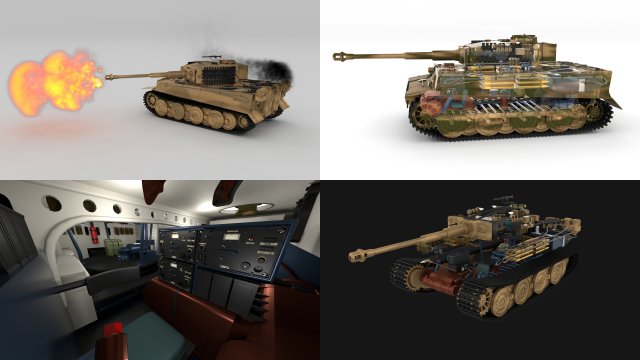 fully built panzer tiger tank late 1944 v2 firing 3D-Modell .c4d .max .obj .3ds .fbx .stl .blend 
