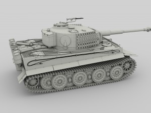 fully built panzer tiger tank late 1944 v2 firing 3D-Modell