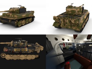 panzer tiger tank late 1944 v2 with interior 3D Модель