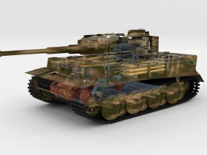 panzer tiger tank late 1944 v2 with interior 3D Model