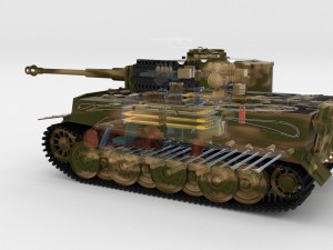 panzer tiger tank late 1944 v2 with interior Modèle 3D