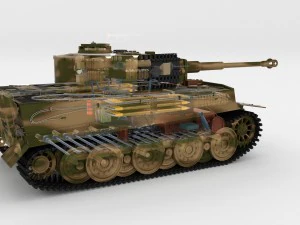 panzer tiger tank late 1944 v2 with interior 3D Model