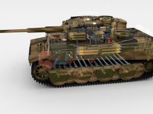 panzer tiger tank late 1944 v2 with interior Modèle 3D