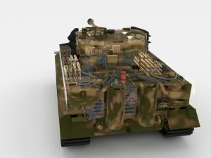 panzer tiger tank late 1944 v2 with interior 3D Model