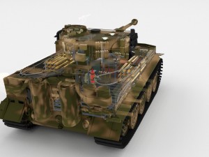 panzer tiger tank late 1944 v2 with interior Modèle 3D